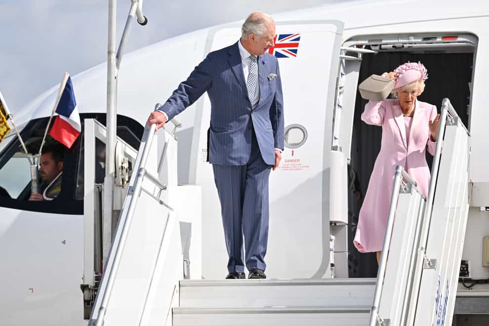 Charles and Camilla arrive in Paris (Tim Rooke/PA)
