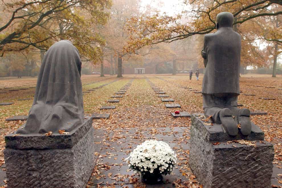 A sculpture entitled Mourning Parents by German artist Kaethe Kollwitz at a German First World War cemetery in Vladslo, Belgium (Virginia Mayo/AP/PA)