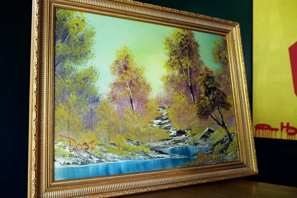 A Walk In The Woods, the first painting Bob Ross produced for his TV show The Joy Of Painting, is going up for sale for nearly 10 million dollars (Mark Vancleave/AP/PA)
