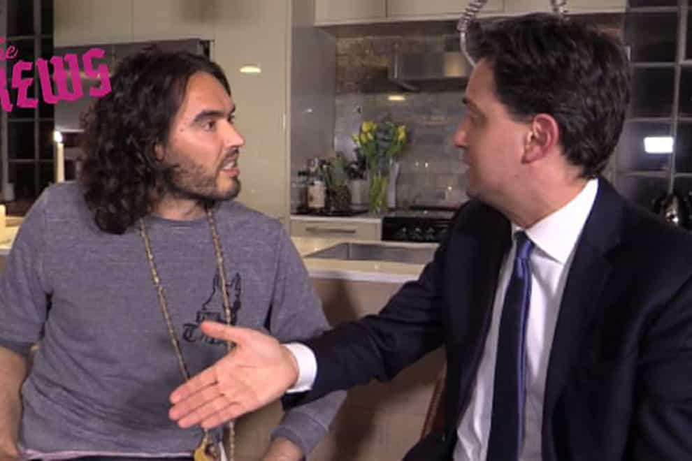 Russell Brand interviewed Ed Miliband when he was Labour leader during the 2015 election campaign (Russell Brand/YouTube/PA)