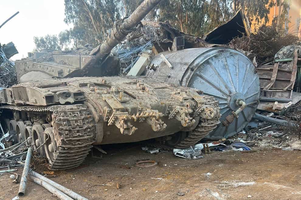 Israeli authorities are trying to work out how a tank was stolen from a military training zone and taken to a scrapyard (Israeli Police/AP)