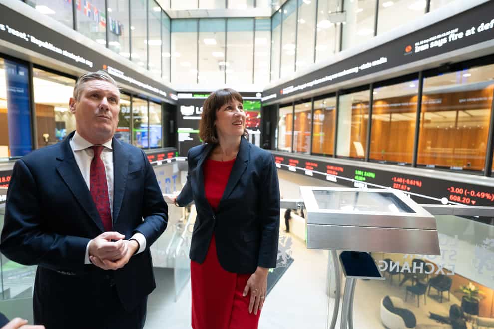 Labour leader Sir Keir Starmer and shadow chancellor Rachel Reeves during a visit to the London Stock Exchange (Stefan Rousseau/PA)