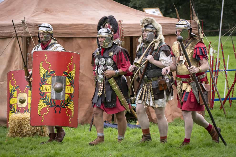 Members of reenactment group Legio VI Victrix Eboracum during Malton Museum’s Roman Festival in North Yorkshire (Danny Lawson/PA)