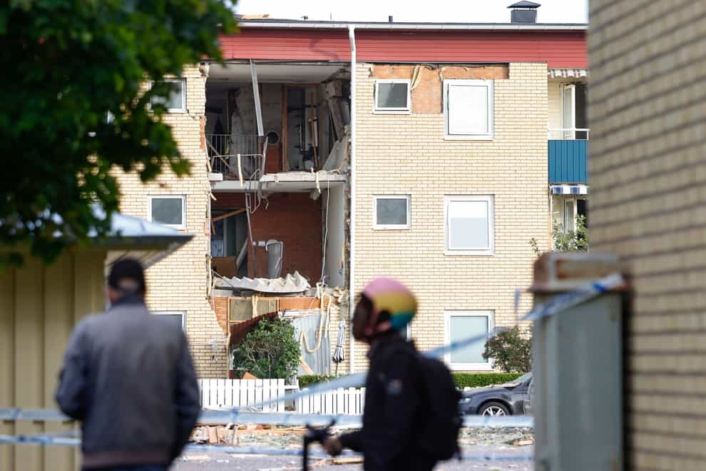 A damaged residential building in Linkoping, Sweden (Stefan Jerrevang/TT News Agency via AP/PA)