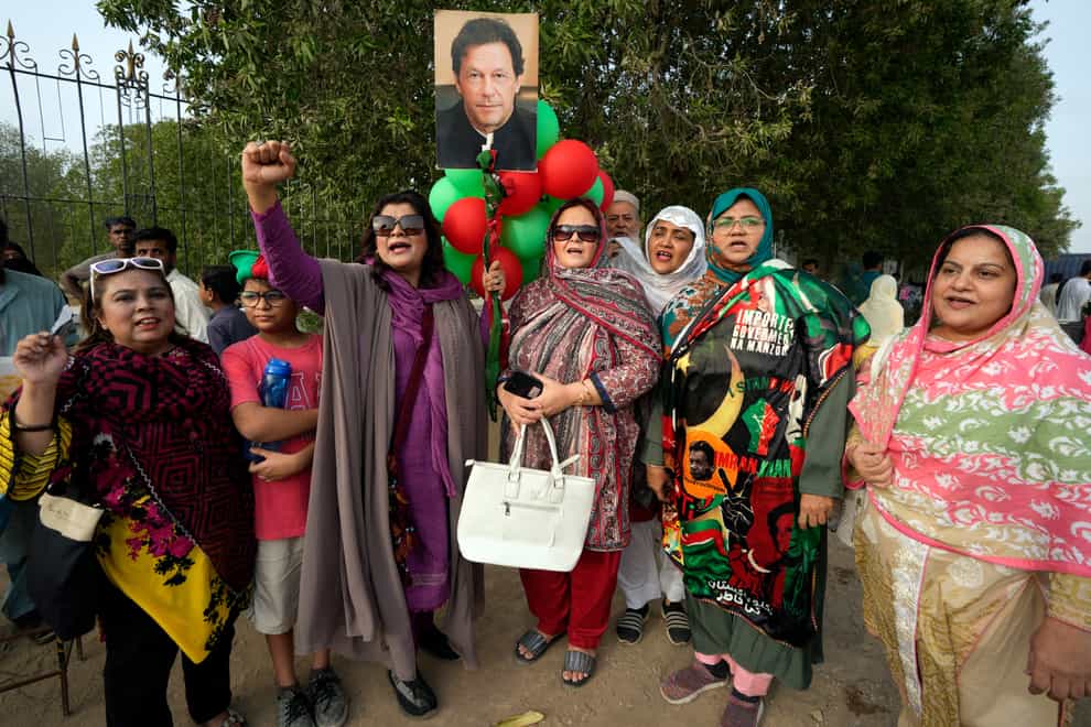 Supporters of Pakistan’s former prime minister Imran Khan taking part in a rally in Karachi last month, demanding his release (Fareed Khan/AP/PA)