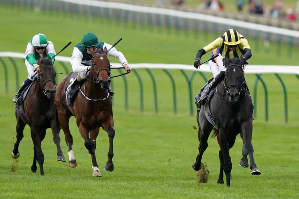 Vandeek ridden by James Doyle (right) wins the Juddmonte Middle Park Stakes during day Three of the Cambridgeshire Meeting at Newmarket Racecourse (Tim Goode/PA)