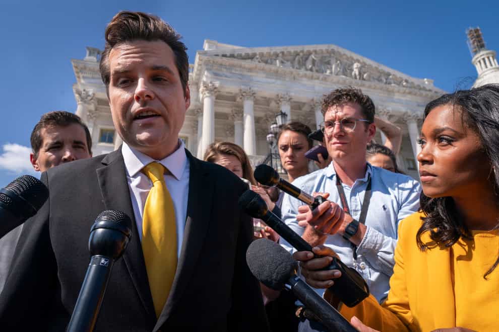 Matt Gaetz answers questions from members of the media after speaking on the House floor (Jacquelyn Martin/AP)