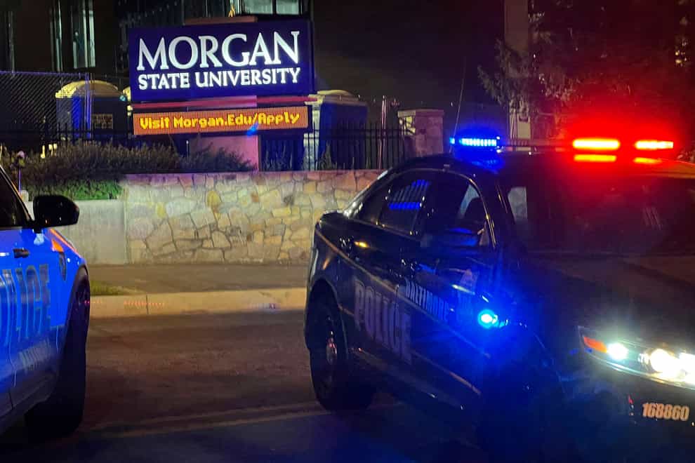 Baltimore police respond to a shooting at Morgan State University (Jerry Jackson/The Baltimore Sun via AP)