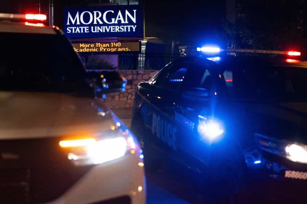 Police block off the entrance to Morgan State University (AP)