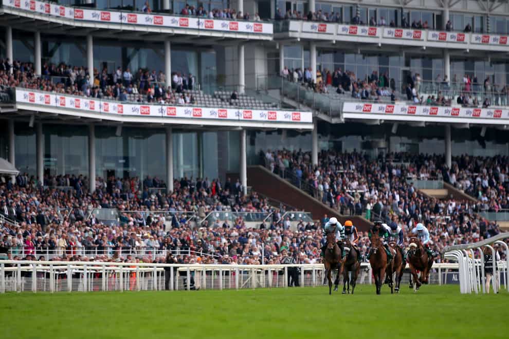Runners and riders in action as they compete in the Weatherbys Hamilton Lonsdale Cup on day three of the Sky Bet Ebor Festival at York Racecourse (Simon Marper/PA)