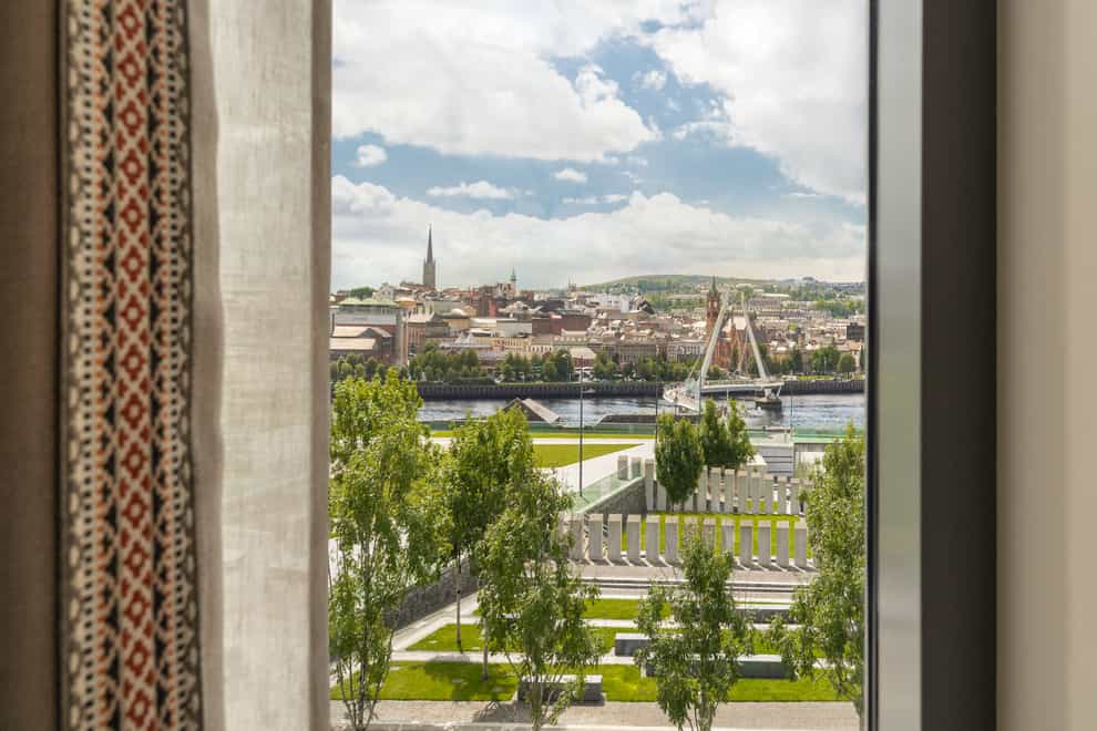 The Ebrington Hotel is part of the transformation of a former historic military base on the banks of the Foyle in Londonderry, overlooking the Peace Bridge (TourismIreland/PA)