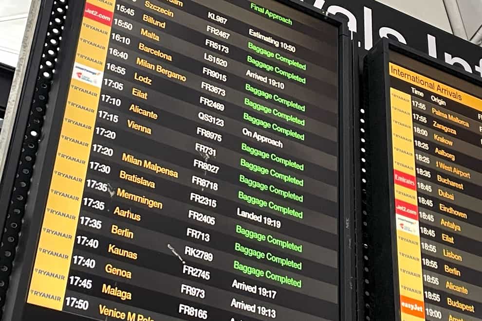 Three flights from Eilat landed at Stansted Airport on Thursday evening (Jordan Pettitt/PA)