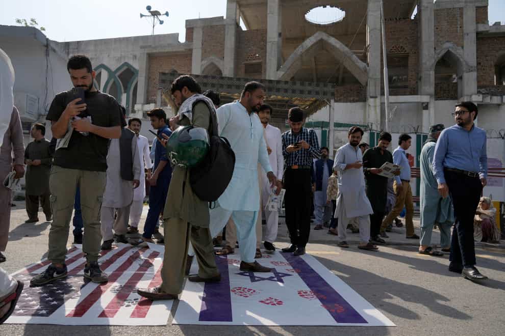 Shia Muslims leave a mosque after Friday prayers in Islamabad, Pakistan (AP)