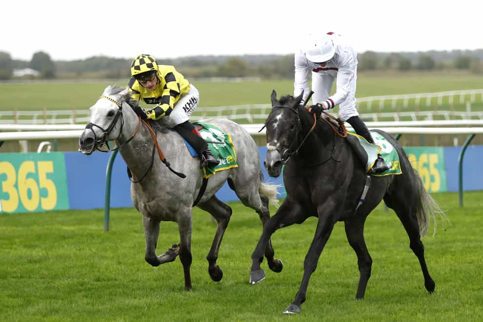 Alsakib (right) winning the Old Rowley Cup at Newmarket (Nigel French/PA)