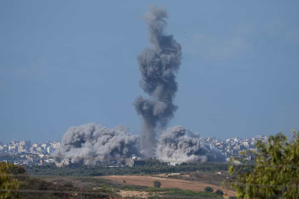 A week of Israeli airstrikes have demolished entire neighbourhoods in Gaza (Ariel Schalit/AP)