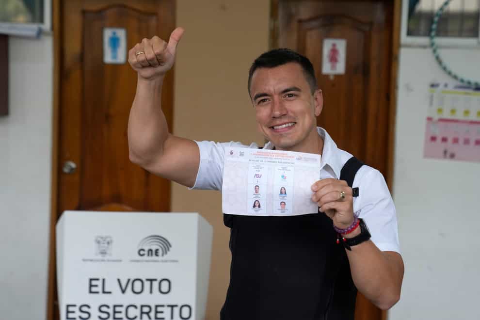 Daniel Noboa votes in Olon, Ecuador (Martin Mejia/AP)