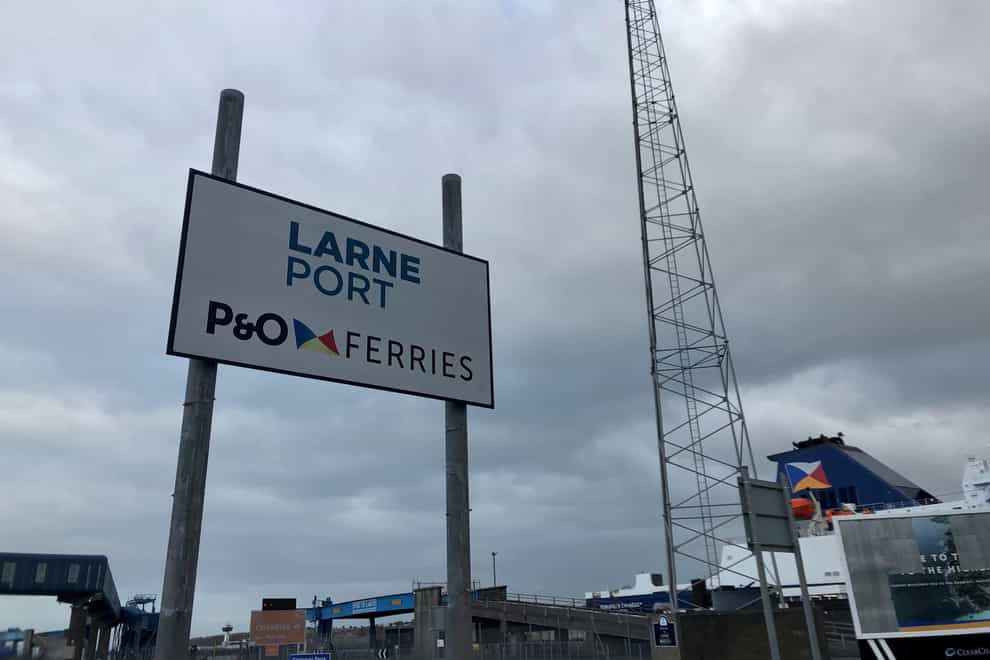 Signage for Larne Port (David Young/PA)