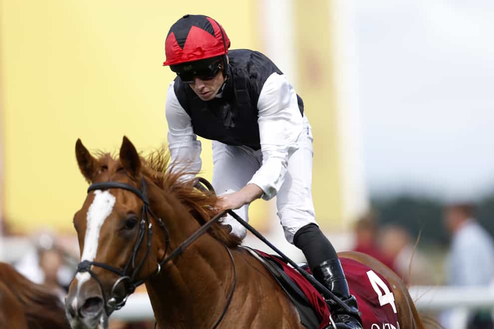 Kyprios ridden by Ryan Moore (right) on their way to winning the Al Shaqab Goodwood Cup Stakes on day one of the Qatar Goodwood Festival 2022 at Goodwood Racecourse, Chichester. Picture date: Tuesday July 26, 2022.