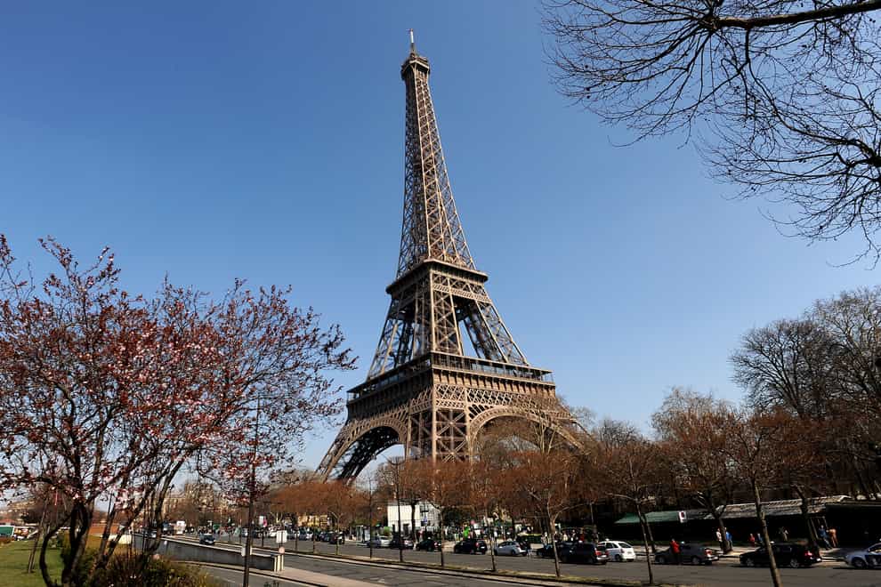The Eiffel Tower in Paris (Andrew Matthews/PA)