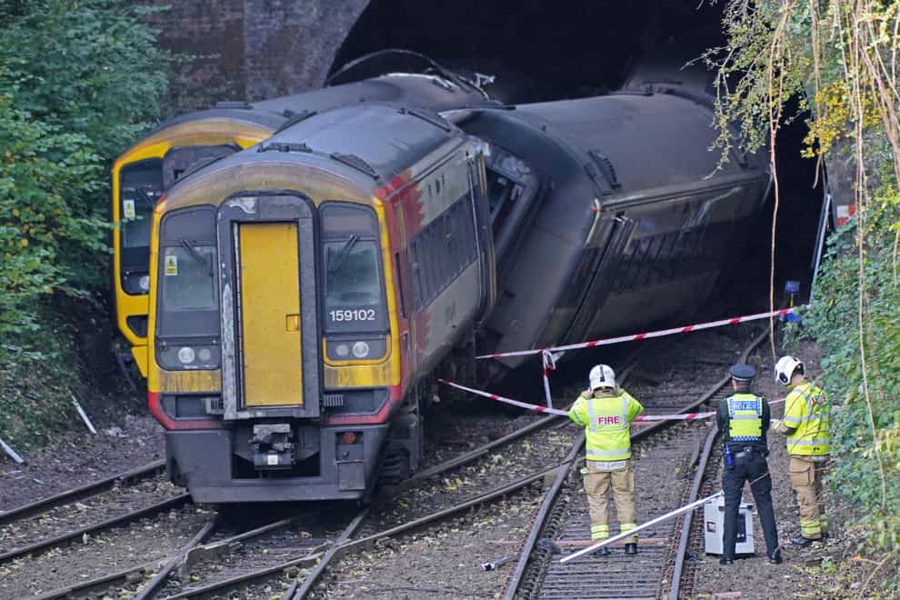 Both trains lay partially inside Fisherton Tunnel (Steve Parsons/PA)