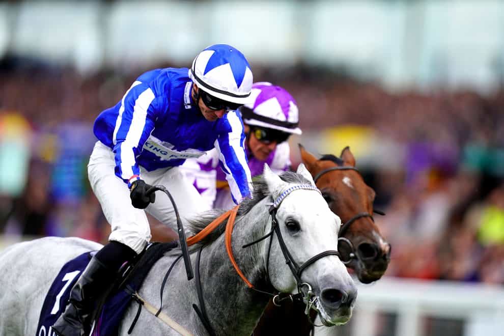 Art Power ridden by jockey David Allan (blue and white silks) on their way to winning the Qipco British Champions Sprint Stakes during the QIPCO British Champions Day (John Walton/PA)