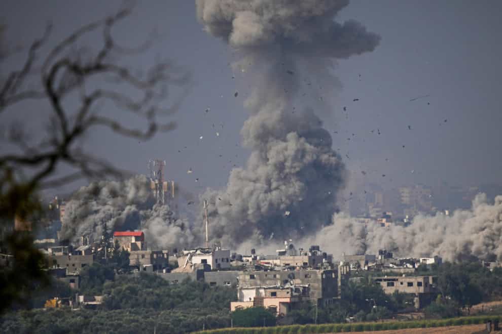 Smoke rises after an Israeli airstrike in the Gaza Strip (Ariel Schalit/AP)