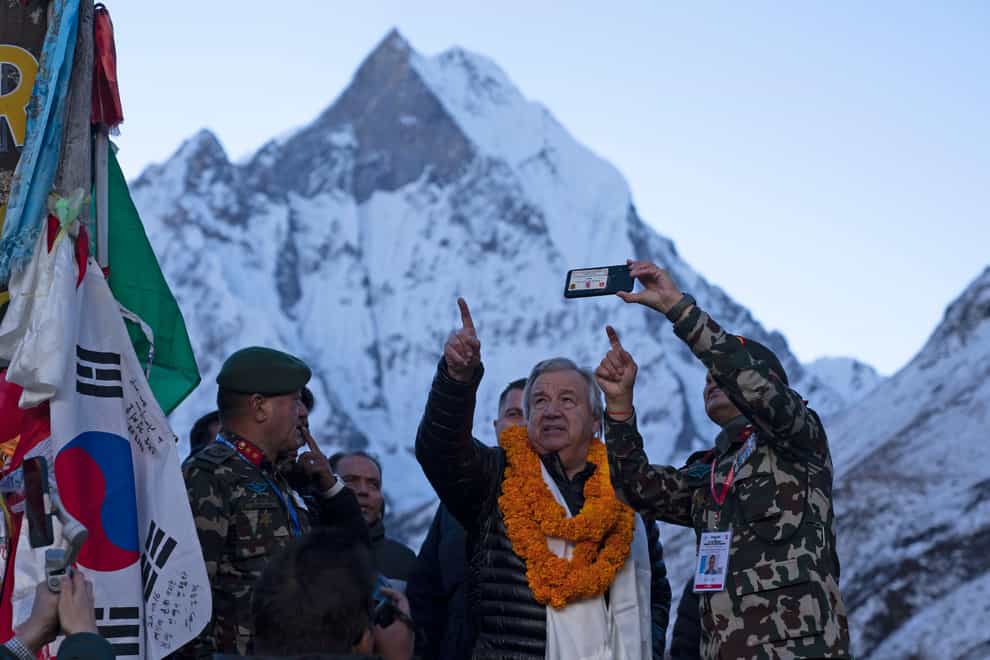 Antonio Guterres visits Annapurna base camp in Nepal (AP Photo/Yunish Gurung)
