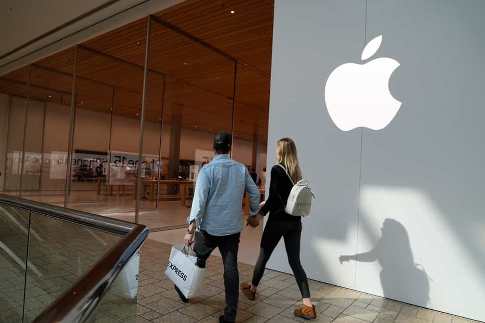 Apple has suffered a full year of falling revenues (AP Photo/Brittany Peterson)