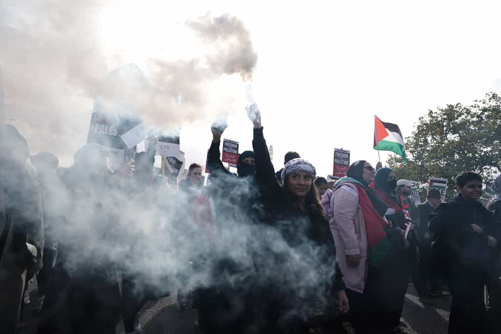 Protesters during a pro-Palestine march organised by Palestine Solidarity Campaign (Jordan Pettitt/PA)