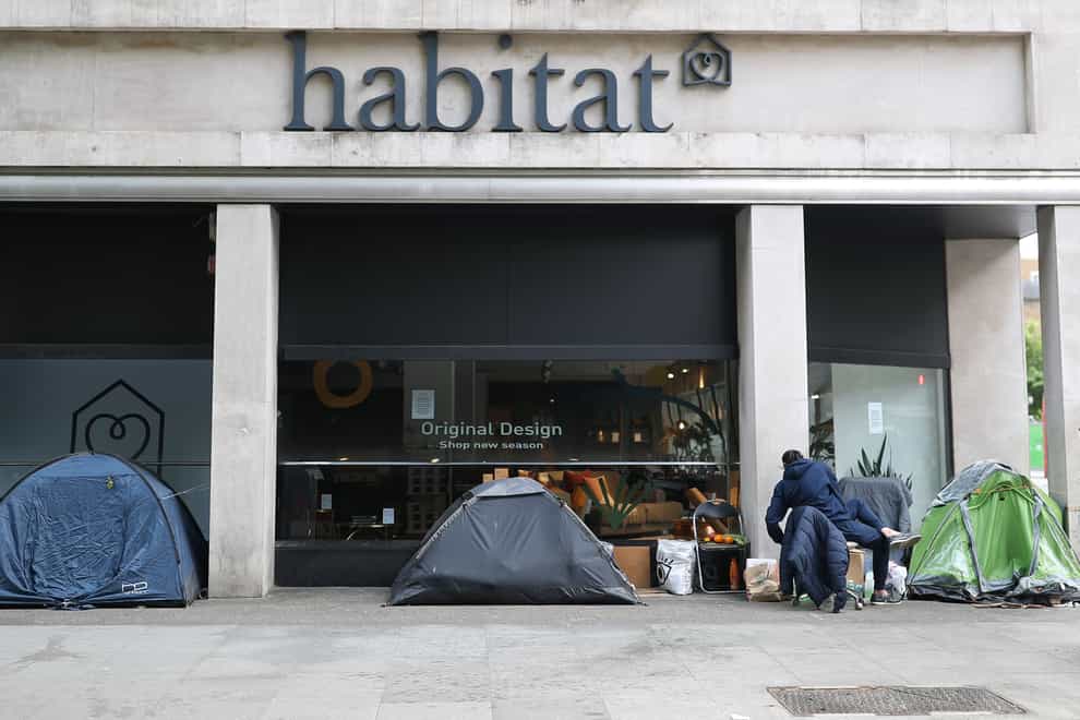 The Home Secretary said tents being used by rough sleepers are ‘blighting’ British streets (Yui Mok/PA)