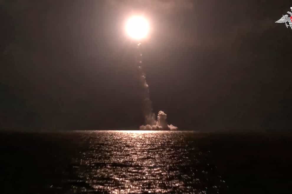 The Russian navy test-fires an intercontinental ballistic missile (Russian Defense Ministry Press Service via AP)