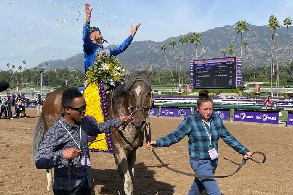 Cody’s Wish, named after Cody Dorman, won the Breeders’ Cup Dirt Mile for the second year running (PA)