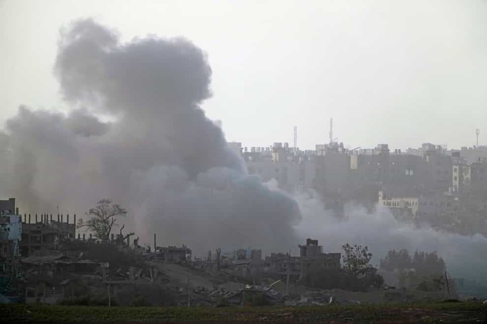 Smoke from shelling rises above the Gaza Strip (AP/Leo Correa)
