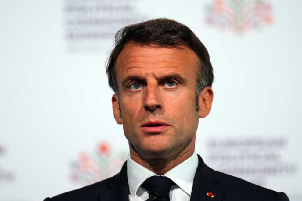 French President Emmanuel Macron has called for a humanitarian ceasefire in Israel (Carl Court, PA)