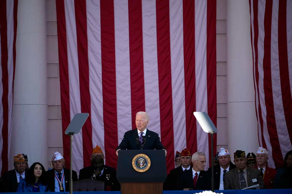 President Joe Biden speaks at a Veterans Day service (Andrew Harnik)