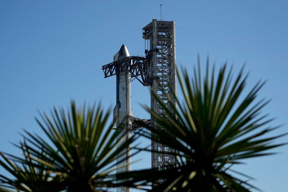 SpaceX’s mega rocket Starship is prepared for its launch (Eric Gay/AP)