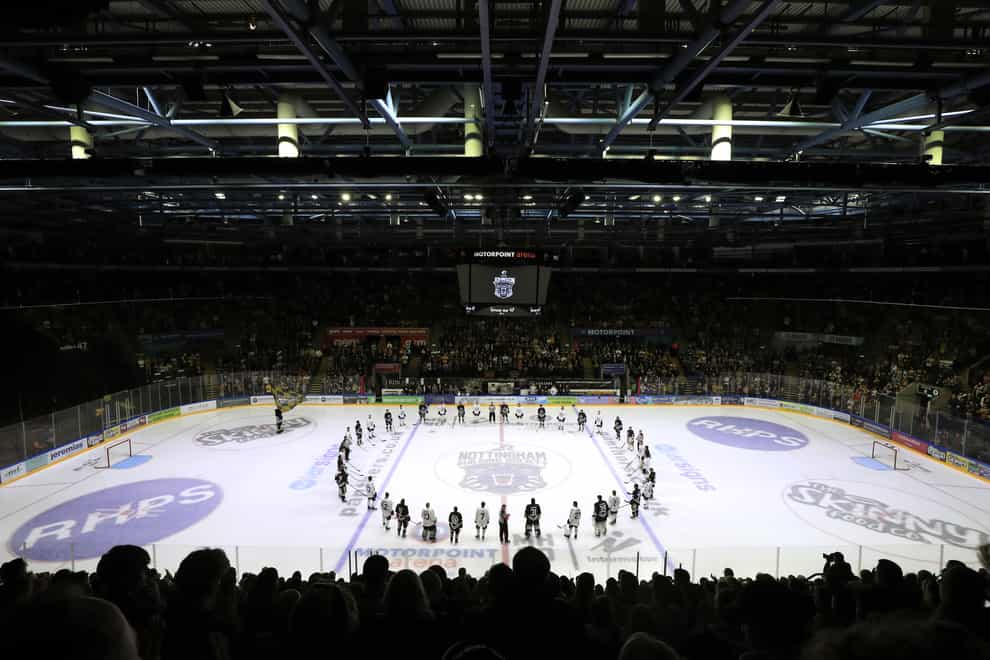 The Nottingham Panthers were joined by Manchester Storm for the Adam Johnson Memorial Game at the Motorpoint Arena (Bradley Collyer/PA)