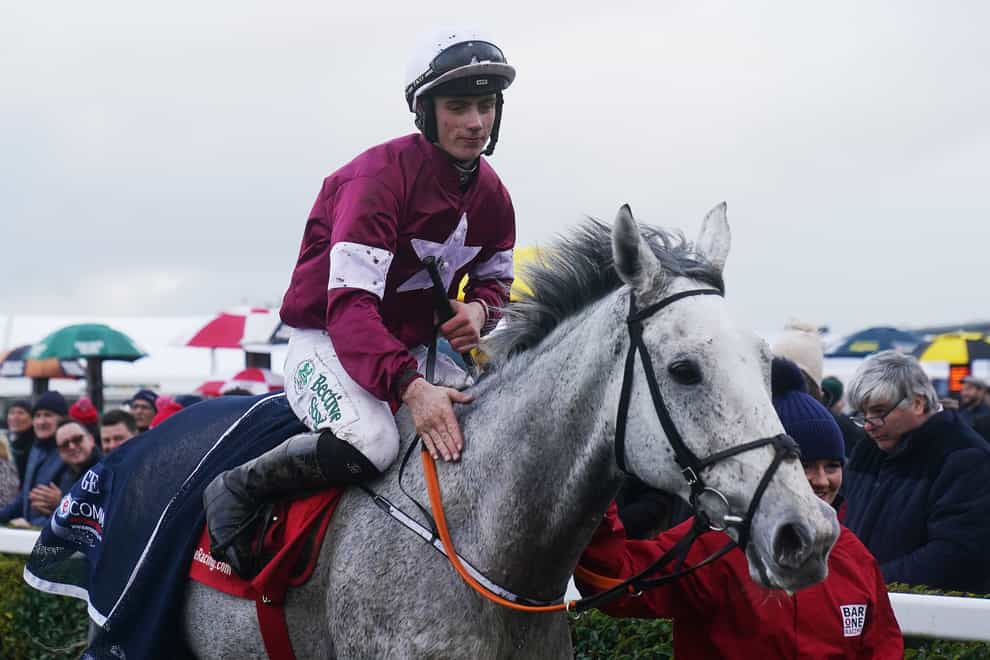 Coko Beach and Danny Gilligan enter the parade ring after winning the Bar One Racing Troytown Handicap Steeplechase (Grade C) on day two of the Navan Racing Festival at Navan Racecourse. Picture date: Sunday November 19, 2023.