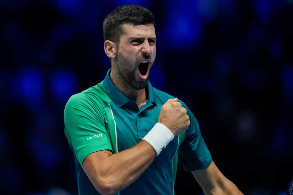Serbia’s Novak Djokovic celebrates after winning the singles final in the ATP World Tour Finals in Turin (Antonio Calanni/AP)