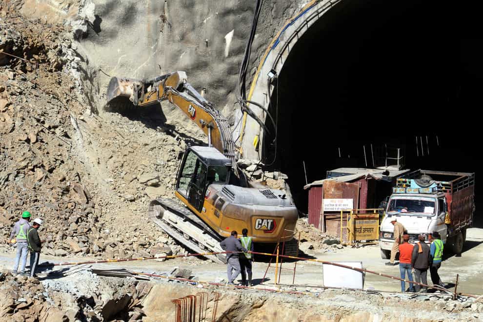 Forty-one workers are still trapped in the tunnel in Uttarakhand state (AP)