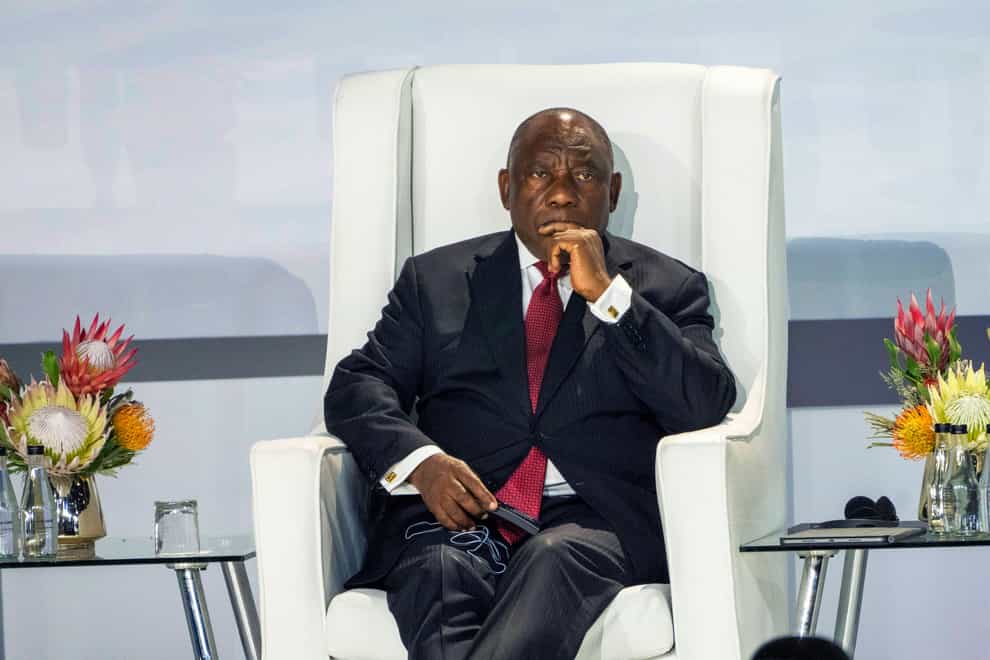 South African President Cyril Ramaphosa listens during the BRICS group meeting (AP Photo/Jerome Delay, File)
