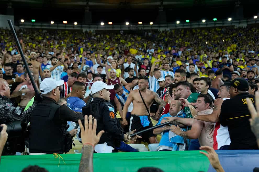There were ugly scenes at Brazil’s World Cup clash with Argentina at the Maracana Stadium (Silvia Izquierdo/AP)