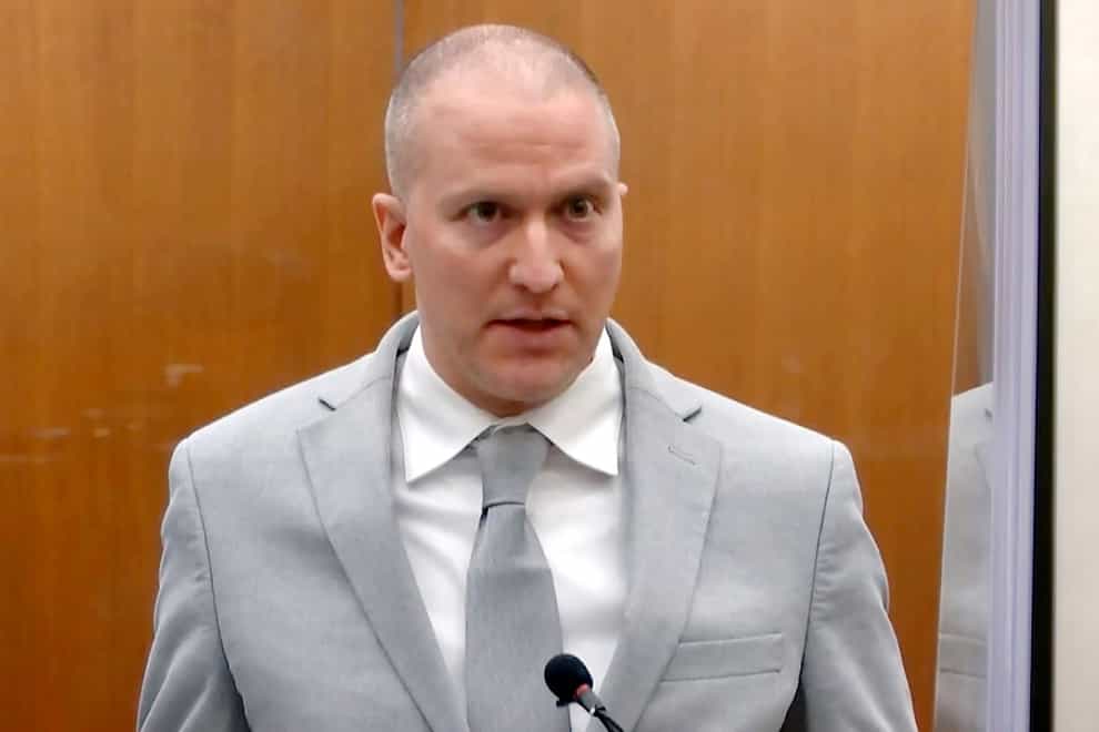 Derek Chauvin, the former Minneapolis police officer convicted of murdering George Floyd, was stabbed by another inmate and seriously injured at a federal prison in Arizona (Court TV via AP, Pool, File)