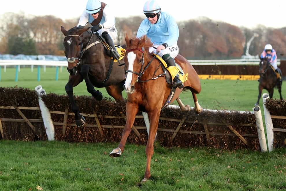 Slate Lane ridden by Donagh Meyler (right) wins The Betfair “Serial Winners” Stayers’ Handicap Hurdle during Betfair Chase Day (Nigel French/PA)