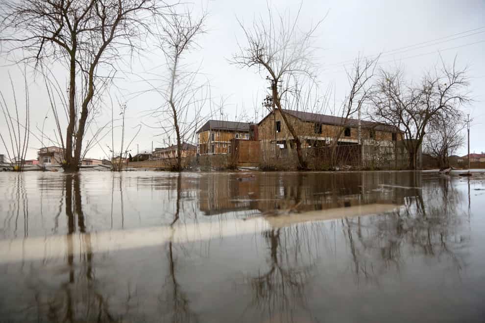 The Evpatoria – Saki highway was covered with water after a storm in Crimea (AP)