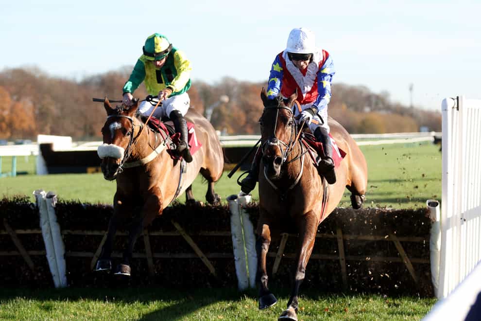 Kamsinas ridden by Paddy Brennan (right) on route to victory at Haydock (Nigel French/PA)