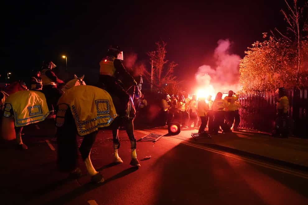Police officers were injured in clashes with Legia Warsaw fans outside Villa Park (David Davies/PA)