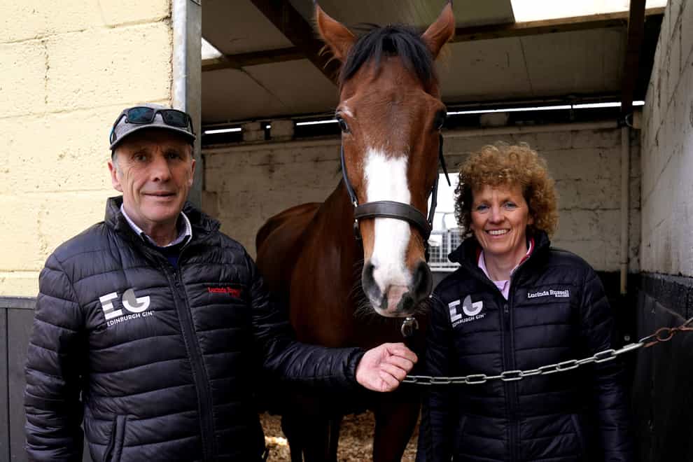 Peter Scudamore (left) and Lucinda Russell with Corach Rambler (Andrew Milligan/PA)