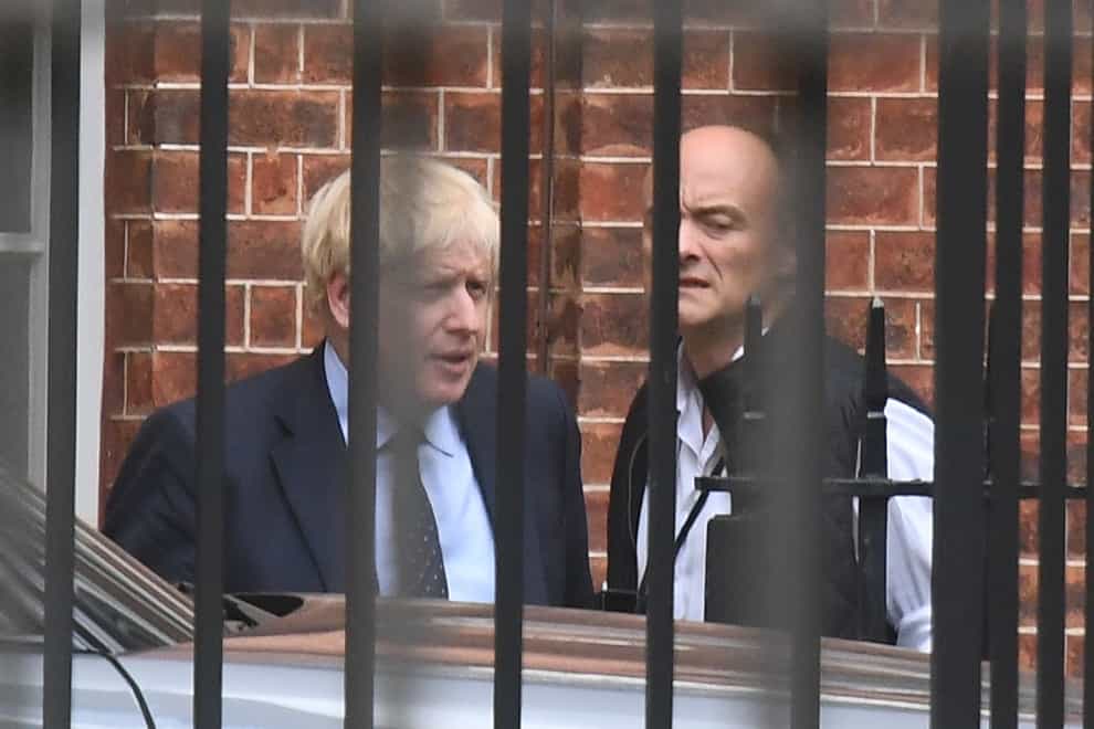 Former prime minister Boris Johnson pictured with his ex-chief adviser Dominic Cummings (Victoria Jones/PA)