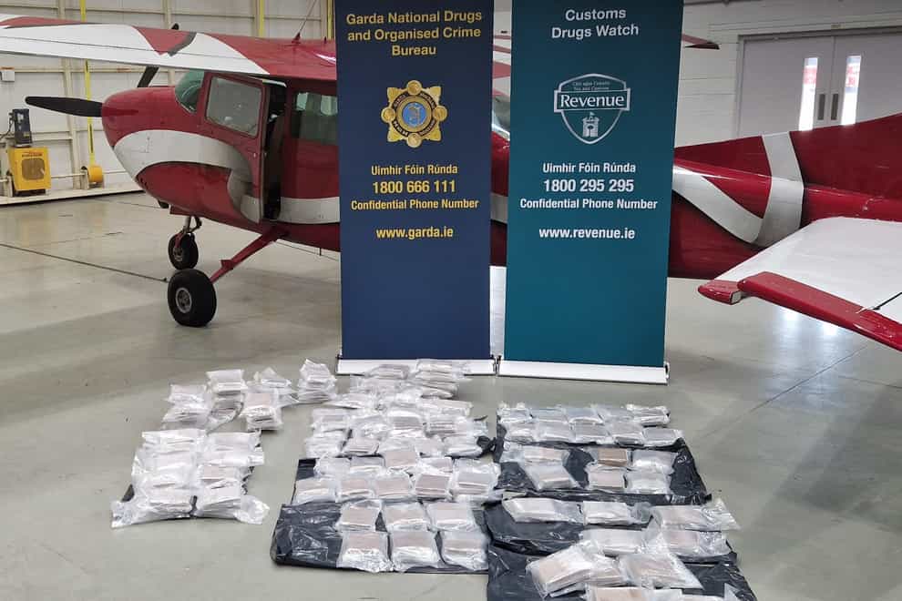 An image of the drugs and aircraft seized by Gardai (@gardainfo/X/PA)